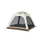 Палатка Naturehike Ango Automatic CNK2550WS010 трёхместная, большая, c навесом, бежевая с коричневым
