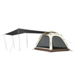 Палатка Naturehike Ango Automatic CNK2550WS010 трёхместная, малая, c навесом, бежевая с коричневым — изображение 2
