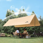 Тент Naturehike Cloud CNK2450WS025 150D, 400x292 см для кемпинга, светло-коричневый (без стоек) — изображение 10
