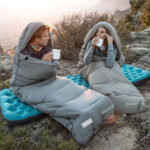 Спальный мешок Naturehike CNK2350WS023 MS500 с капюшоном, серый, молния слева — изображение 2