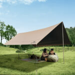 Тент Naturehike Cloud Skies Tarp Lite CNK2350WS015 150D, 680*575 см для кемпинга, светло-коричневый — изображение 3